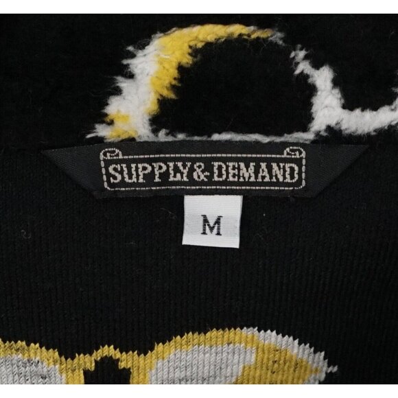 SUPPLY & DEMAND Black Yellow Soft Textured Sunglasses Pattern Button Coat Size M - Picture 4 of 5